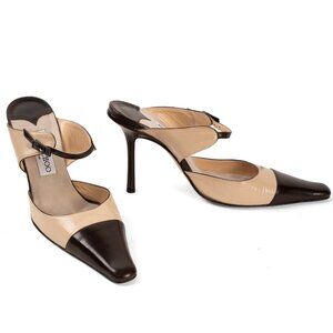 Jimmy Choo Two-Tone Leather Mule Heels